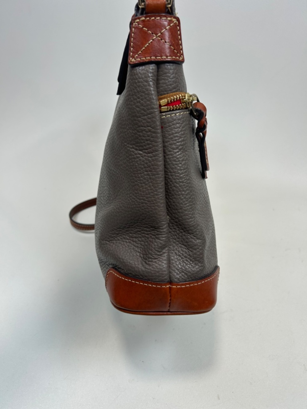 DOONEY & BOURKE Pebbled Grain Leather Crossbody Dark Grayish Taupe $268 - Picture 5 of 12